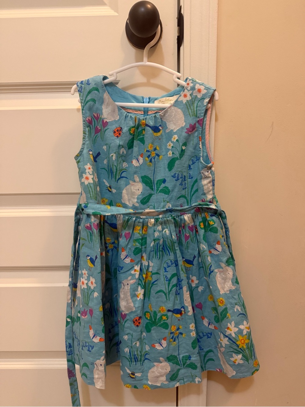 Mini Boden Light Blue Floral & Bunny Print Sundress